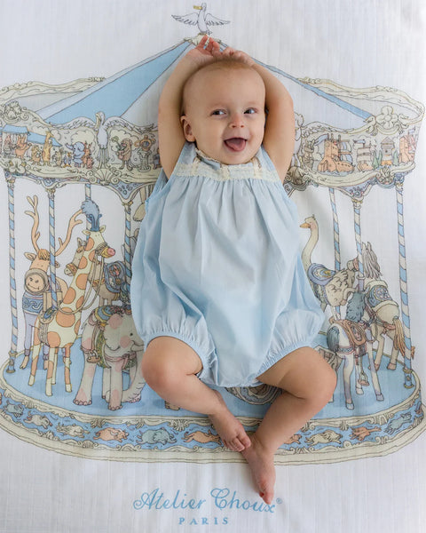 Atelier Choux Carre Swaddle - Carousel Blue