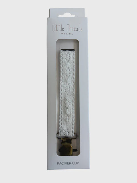 Little Threads Pacifier Clip - Vintage Crochet White