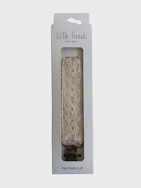 Little Threads Pacifier Clip - Floral Lace Chantilly
