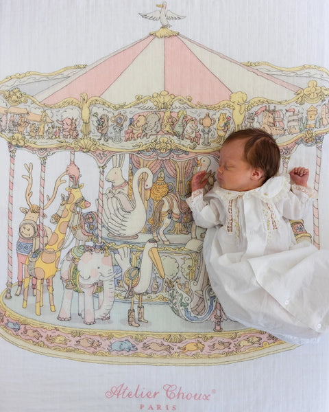 Atelier Choux Carre Swaddle - Carousel Pink