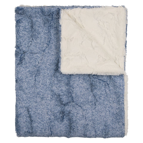 Peluche Lux Fur Blanket - Bluewash Heather & Natural