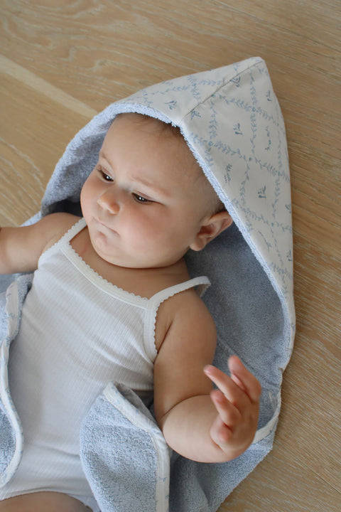 Little Threads Hooded Towel - Blue Lattice