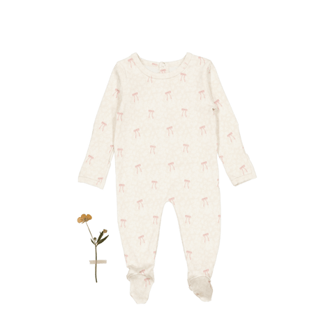 Lovely Littles Printed Footie - Heirloom Bow