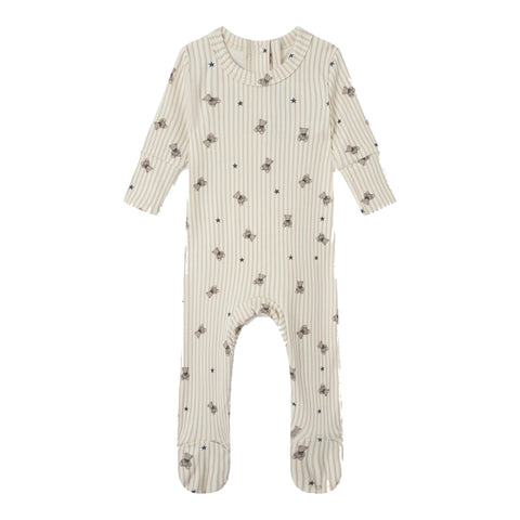 Adee Striped Bear Footie - Blue