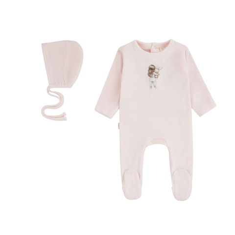 Daisy Gift Box Doll Footie + Bonnet - Soft Pink