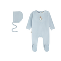 Daisy Gift Box Doll Footie + Bonnet - Soft Blue