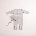 Bee and Dee All Things Baby Velour Footie + Bonnet - Dusty Blue
