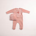 Bee and Dee Au Revoir Footie + Beanie - Satin Pink