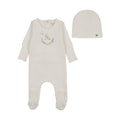 Bee and Dee Baby Image Footie+Beanie - Chalk boys