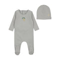Bee and Dee Bead Applique Footie+Beanie - Fortress