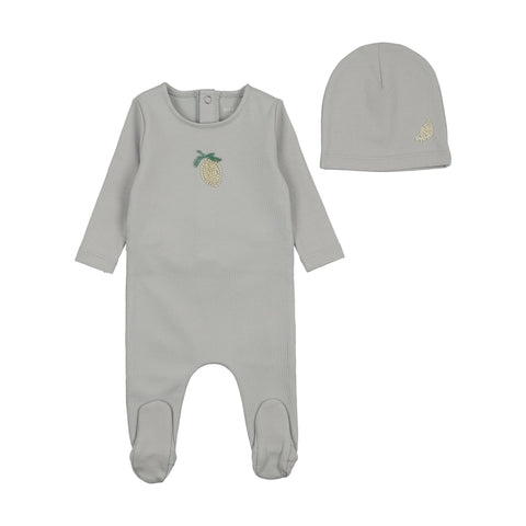 Bee and Dee Bead Applique Footie+Beanie - Fortress