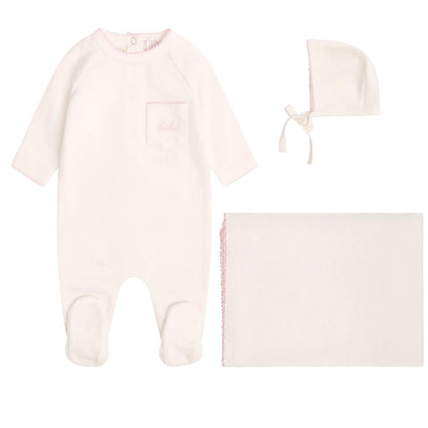 Mi Amour Bebe Winter Snuggles Footie Hat & Blanket Set - Pink