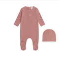 Mi Amour Berry Sweet Embroidered Footie + Hat - Pink