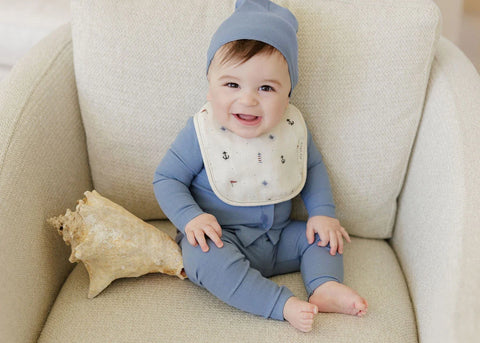 Ely's & Co. Bibs 3 Pk Muslin - Blue Nautical