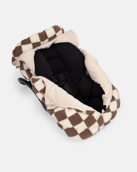 7AM Car Seat Cocoon - Checkers Tan