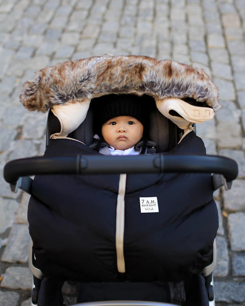 7Am Car Seat Cocoon - Black Faux Fur