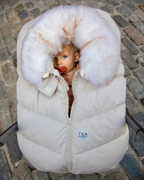 7AM Car Seat Cocoon - Tundra Beige White