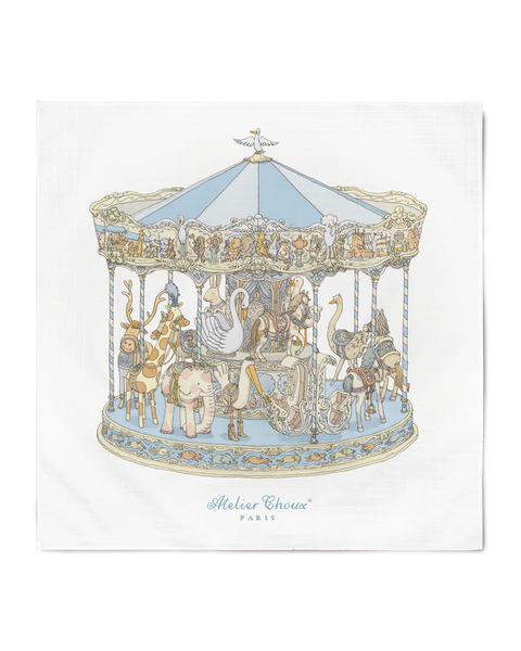 Atelier Choux Carre Swaddle - Carousel Blue