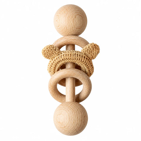 Picky Baby Rattle With Teddy - Beige