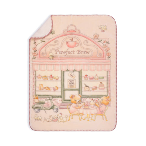 Lil Teddy Pawfect Brew Blanket - Pink