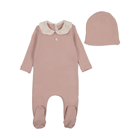 Bee and Dee Crepe Birdcage Footie Muted Pink