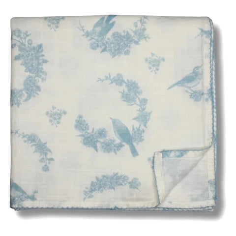 Little Threads Muslin Blanket - Little Bird Blue