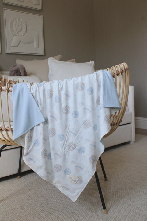 Little Threads Jersey Blanket - Blue Air Balloon