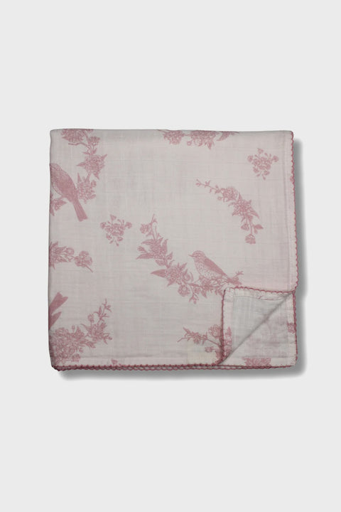 Little Threads Muslin Blanket - Little Bird Pink