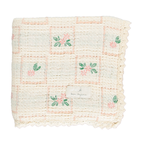 Bebe Organic Mauve Framed Flowers Blanket