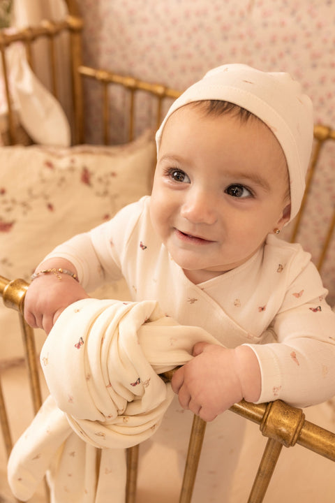 Bee and Dee Flutter & Fly Footie + Beanie & Blanket Set - Ivory Girls