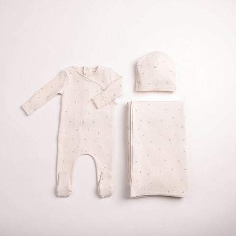 Bee and Dee Flutter & Fly Footie + Beanie & Blanket Set - Ivory Boys