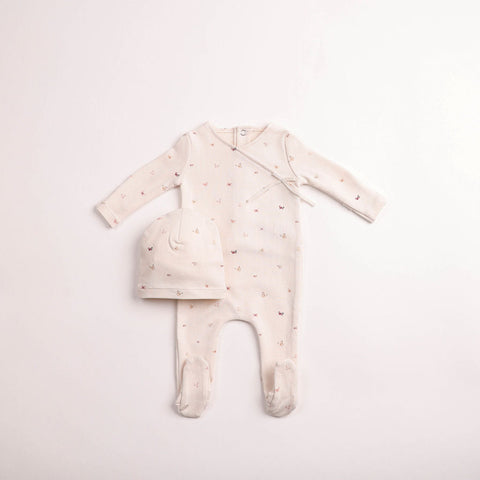 Bee and Dee Flutter & Fly Footie + Beanie - Ivory Girls