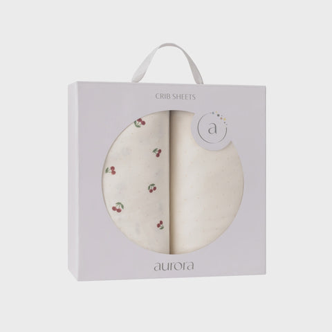 Aurora 2pk Crib Sheets - Red Cherries