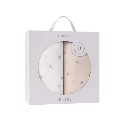 Aurora 2pk Crib Sheets - Ivory/Sage Floral