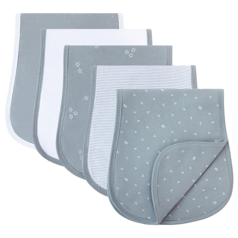 Ely's & Co. Burp Cloths Cotton 5Pk - Boys Blue Leaf