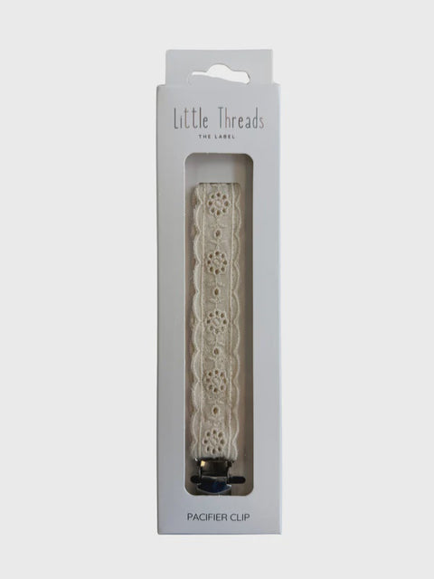 Little Threads Pacifier Clip - Eyelet Floral