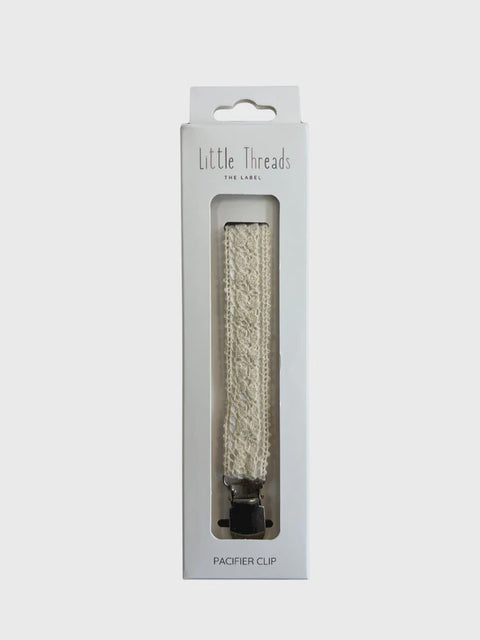 Little Threads Pacifier Clip - Crochet Ribbon Buttercream