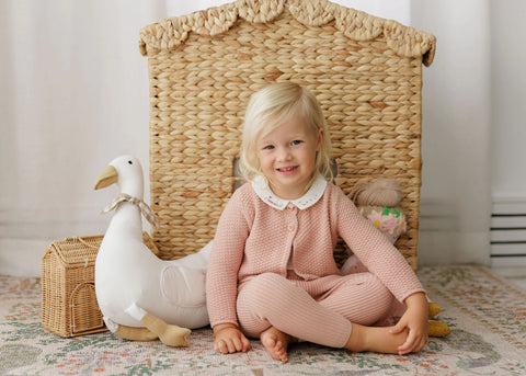 Ely's & Co Floral Star Knit Cardigan Bodysuit & Overalls Set/Avail Sizes 9M-3T/AW26-0021-C,AW26-0021-BS,AW26-0021-O
