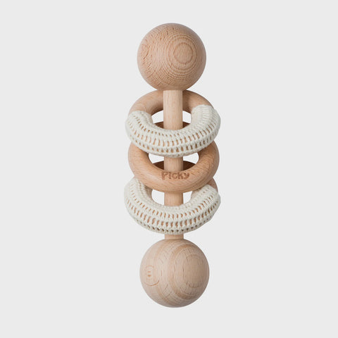 Picky Baby Rattle With Rings - Off White