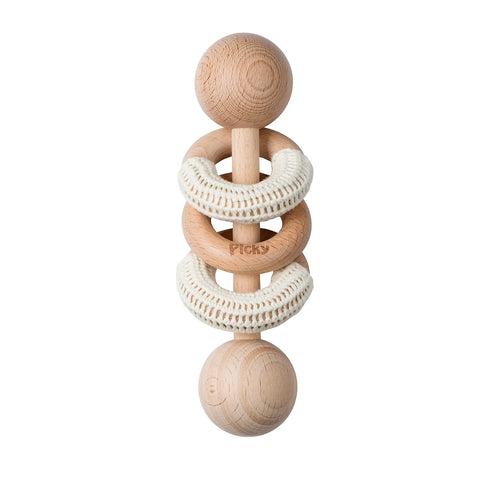 Picky Baby Rattle With Rings - Off White