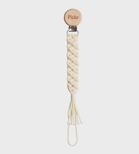 Picky Macrame Paci Clip - Off White
