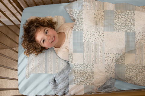 Petite Belle 5pc Crib Set - Flora Blue