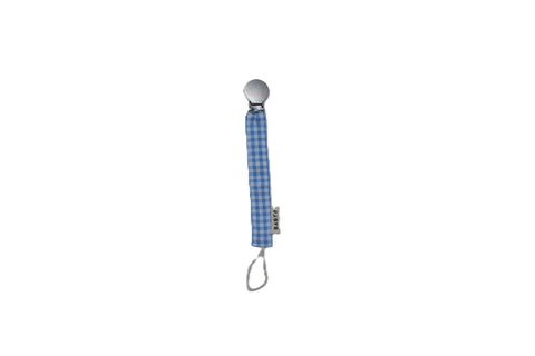Baby O Gingham Paci Clip - Blue