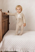 Peluche Knit Tied Suspender Overalls - Taupe