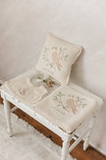 Peluche Knit Cross Stitch Overlay Bib - Stone, Rose