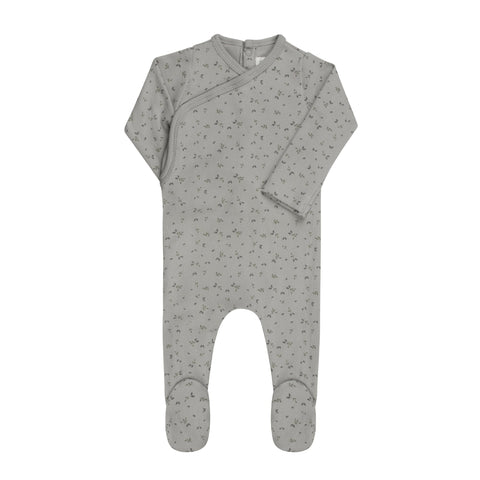 Aurora Floral Rib Footie Blue