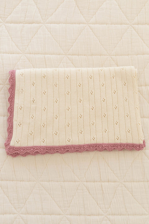 New Grain Pointelle Knit Blanket - Milk Cream