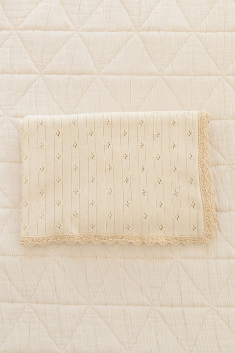 New Grain Pointelle Knit Blanket - Milk Pink