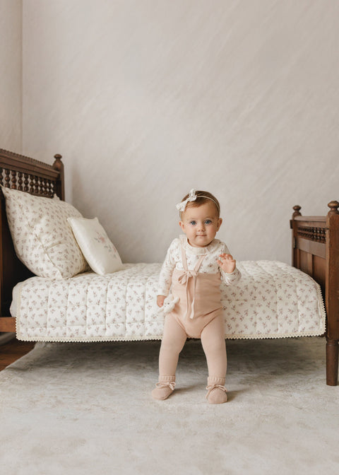 Peluche Knit Tied Suspender Overalls - Rose
