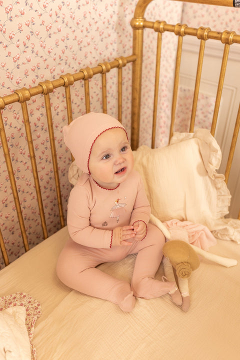 Bee and Dee Kids In Sketch Footie + Beanie - Caramel